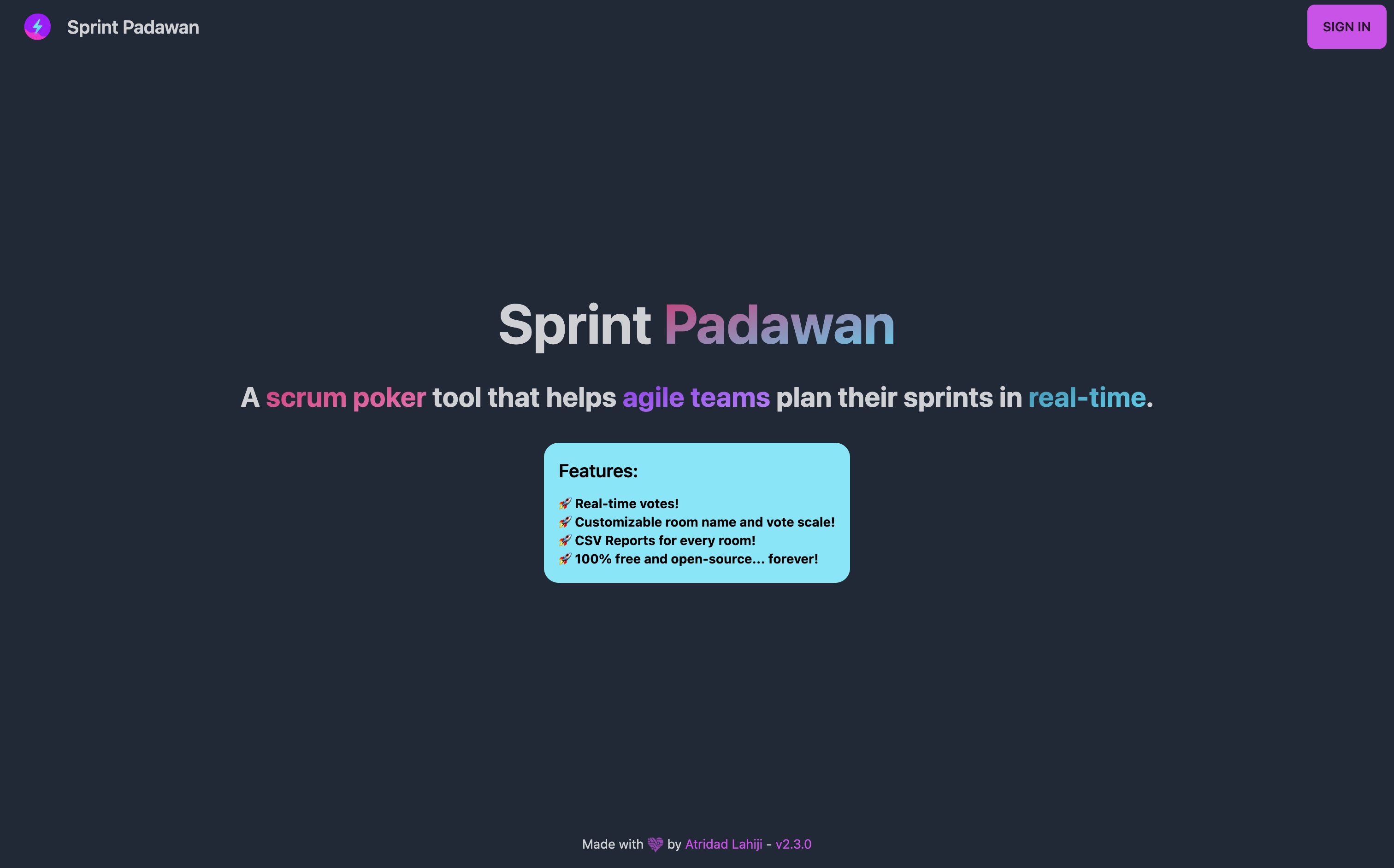 A scrum poker tool that helps agile teams plan their sprints in real-time.